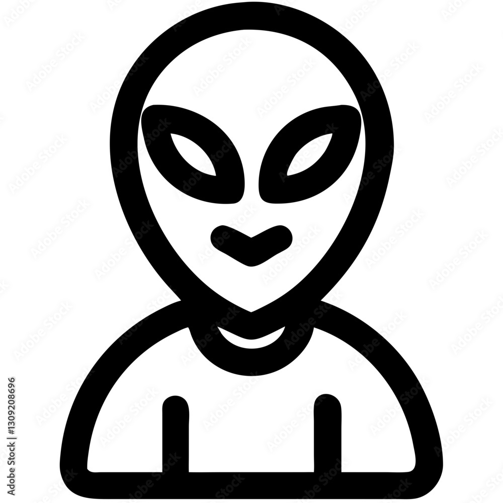 Alien Vector Black and White Extraterrestrial Face Design for Tattoos and Stickers Alien Vector Black and White Extraterrestrial Face Design for Tattoos and Stickers