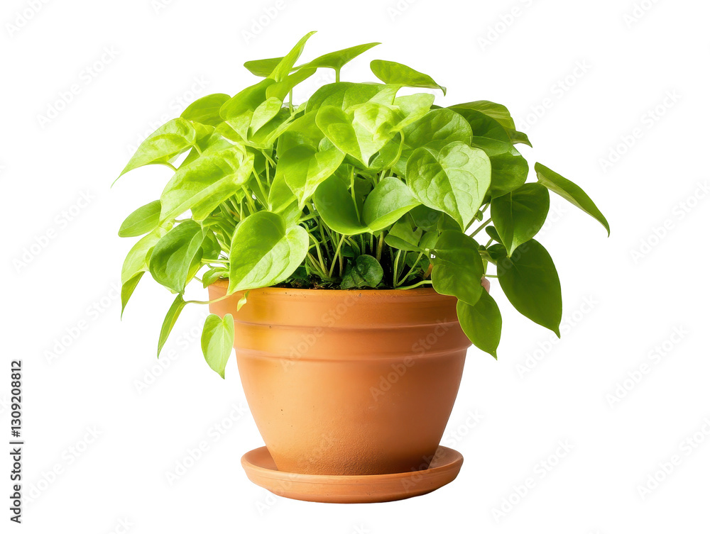 Isolated Neon Pothos Plant in Terracotta Pot Isolated Neon Pothos Plant in Terracotta Pot