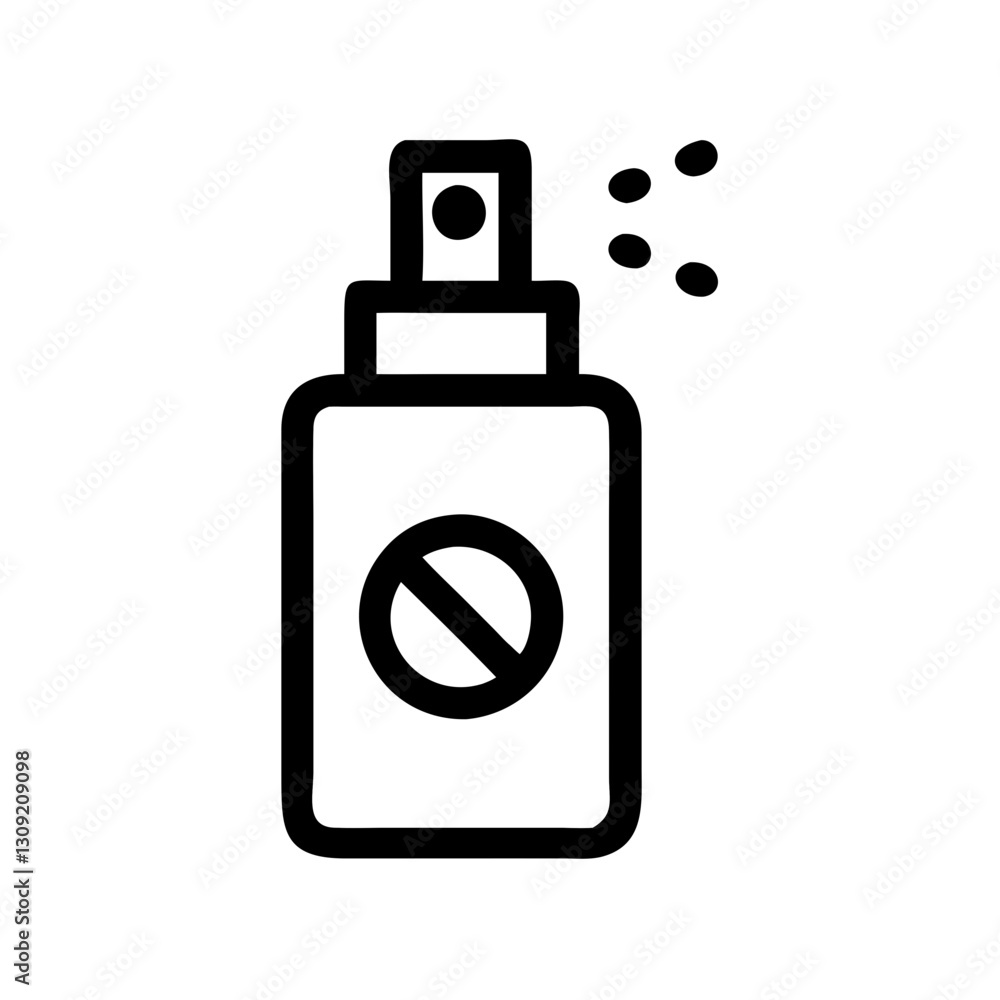 Vector Illustration Spray Bottle with No Symbol for Prohibited Use and Safety Awareness Vector Illustration Spray Bottle with No Symbol for Prohibited Use and Safety Awareness