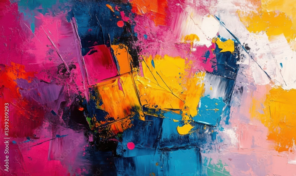 A vibrant art studio showcasing colorful abstract paintings. A vibrant art studio showcasing colorful abstract paintings.
