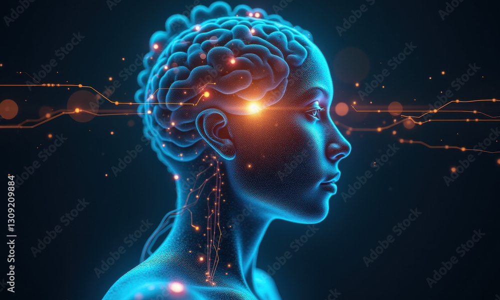 Obraz premium AI Brain: Neural Network, Digital Mind - AI
