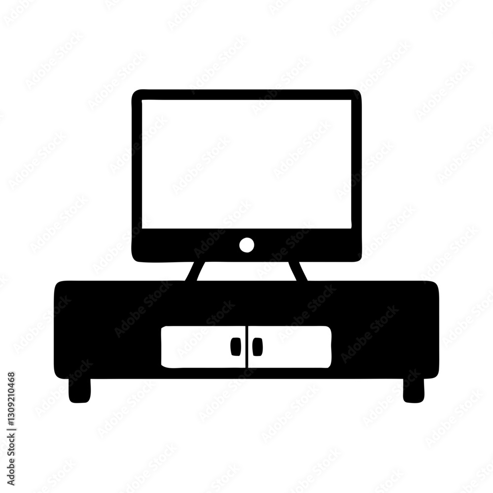 Minimalistic TV Stand and Flat Screen Display Vector Illustration for Interior Design Minimalistic TV Stand and Flat Screen Display Vector Illustration for Interior Design