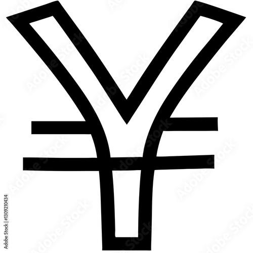 Bold Black Yen Currency Symbol Vector for Financial Designs and Educational Material