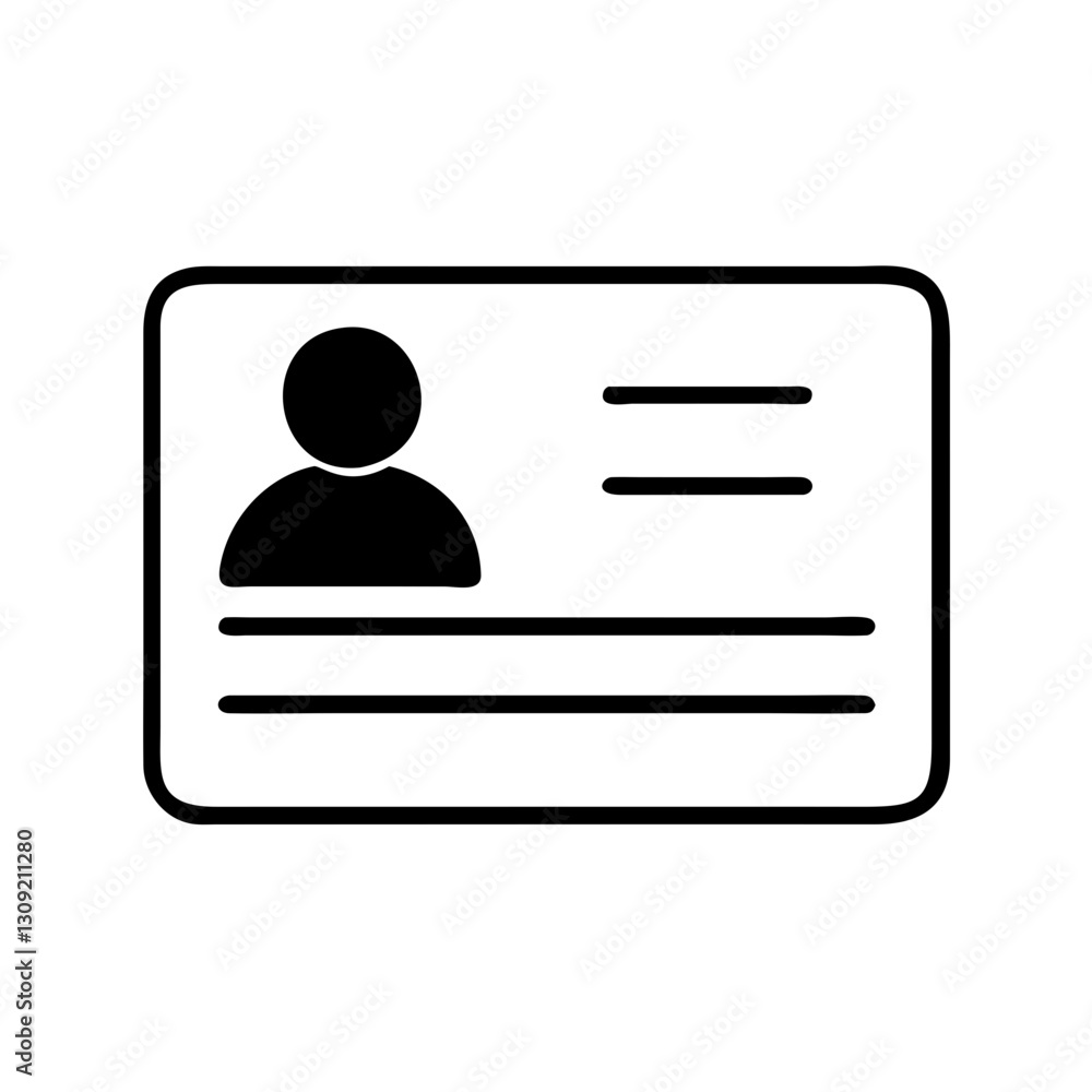 Vector Silhouette Simple ID Card for Identification and Documentation