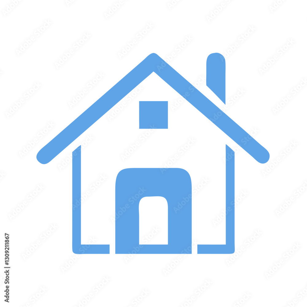 Blue House on Neutral Background for Web Design and Real Estate Graphics Blue House on Neutral Background for Web Design and Real Estate Graphics