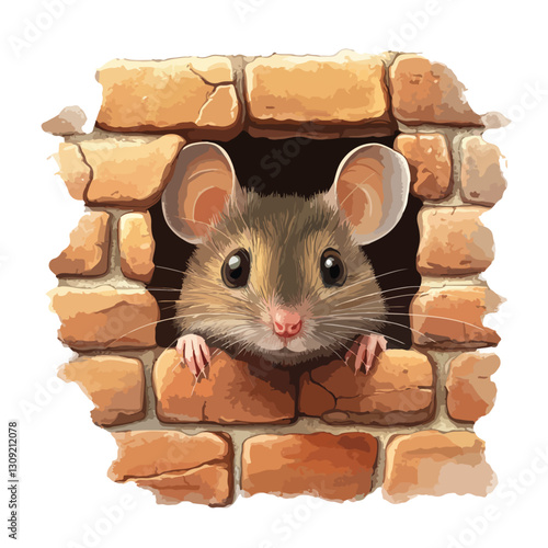 Close-Up Mouse Peeking from Hole