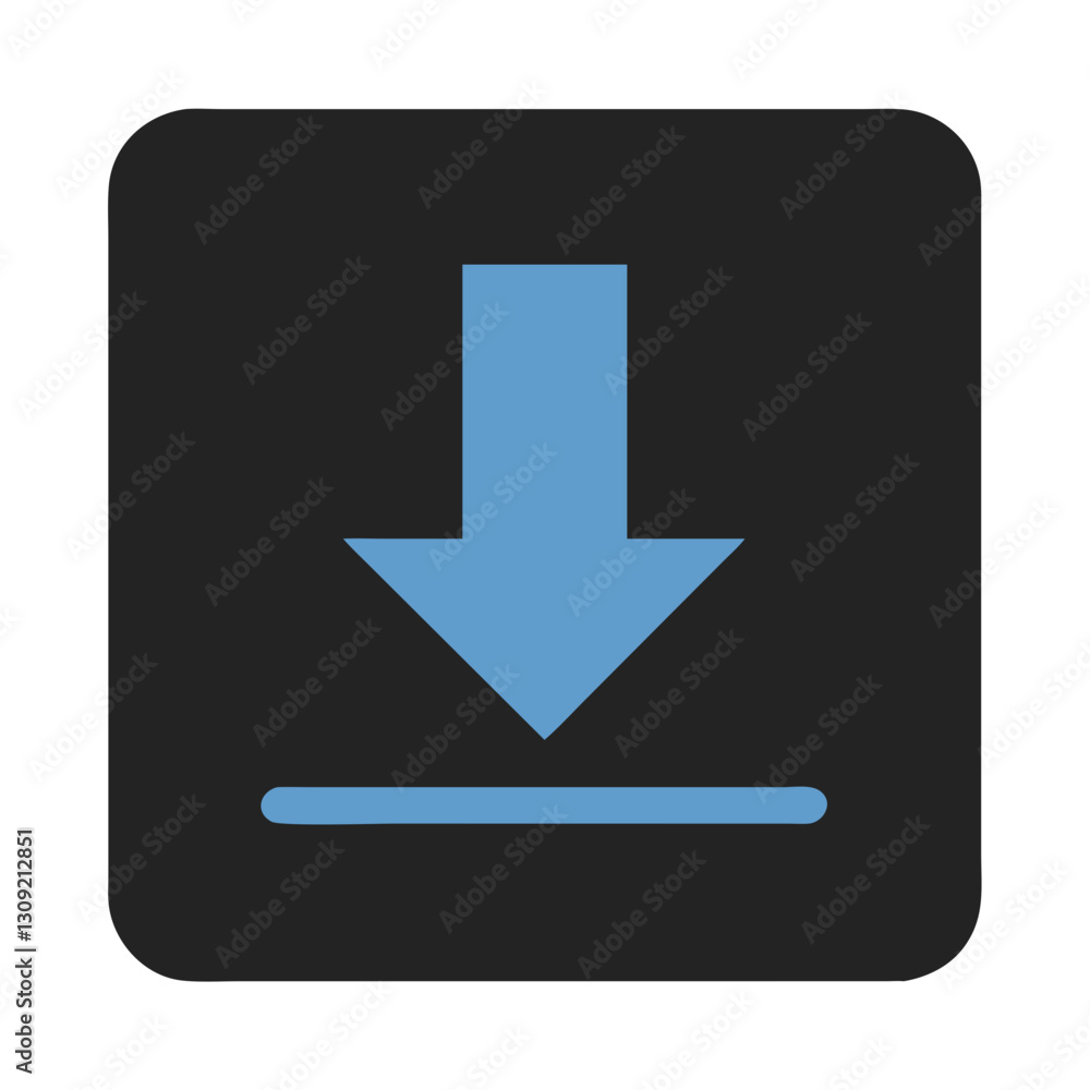 Blue Download Arrow on Black Square Vector for Websites and Apps Blue Download Arrow on Black Square Vector for Websites and Apps