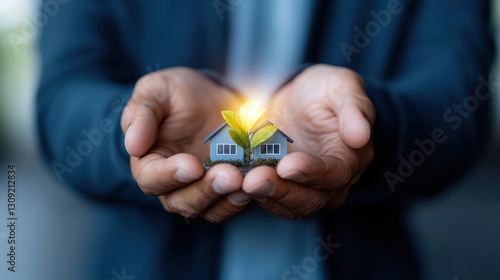 Wallpaper Mural Nurturing a Sustainable Future with Renewable Energy and Eco Friendly Home Solutions Hands Holding a Model House with a Plant Torontodigital.ca