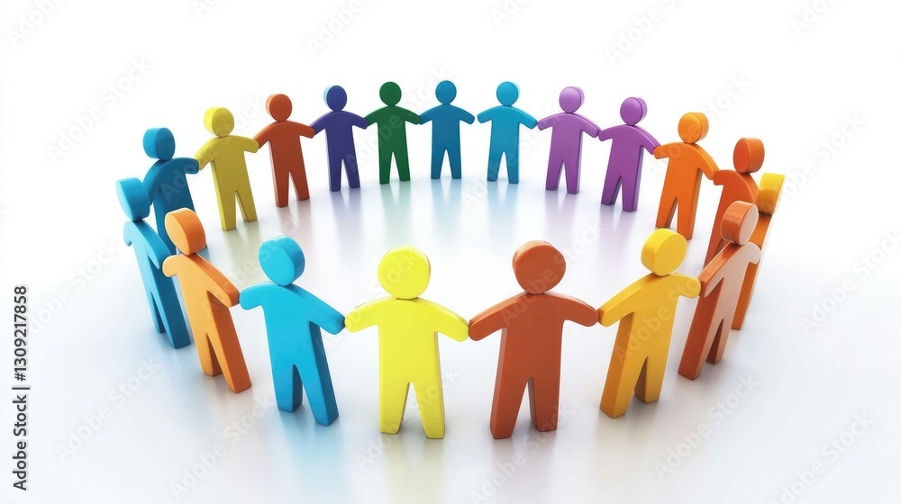 Colorful Unity, Circle of Diverse People Holding Hands, Representing Global Harmony and Teamwork Colorful Unity, Circle of Diverse People Holding Hands, Representing Global Harmony and Teamwork