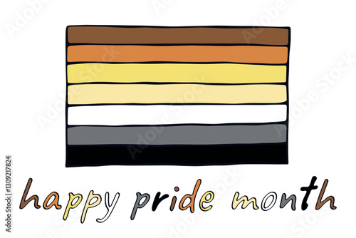 Colorful Bear brotherhood pride flag Happy pride day LGBTQ community Pride Month Vector hand drawn doodle for posters, stickers, logo, cards