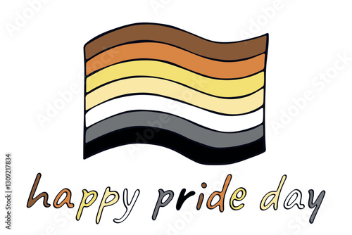 Colorful Bear brotherhood pride flag Happy pride day LGBTQ community Pride Month Vector hand drawn doodle for posters, stickers, logo, cards