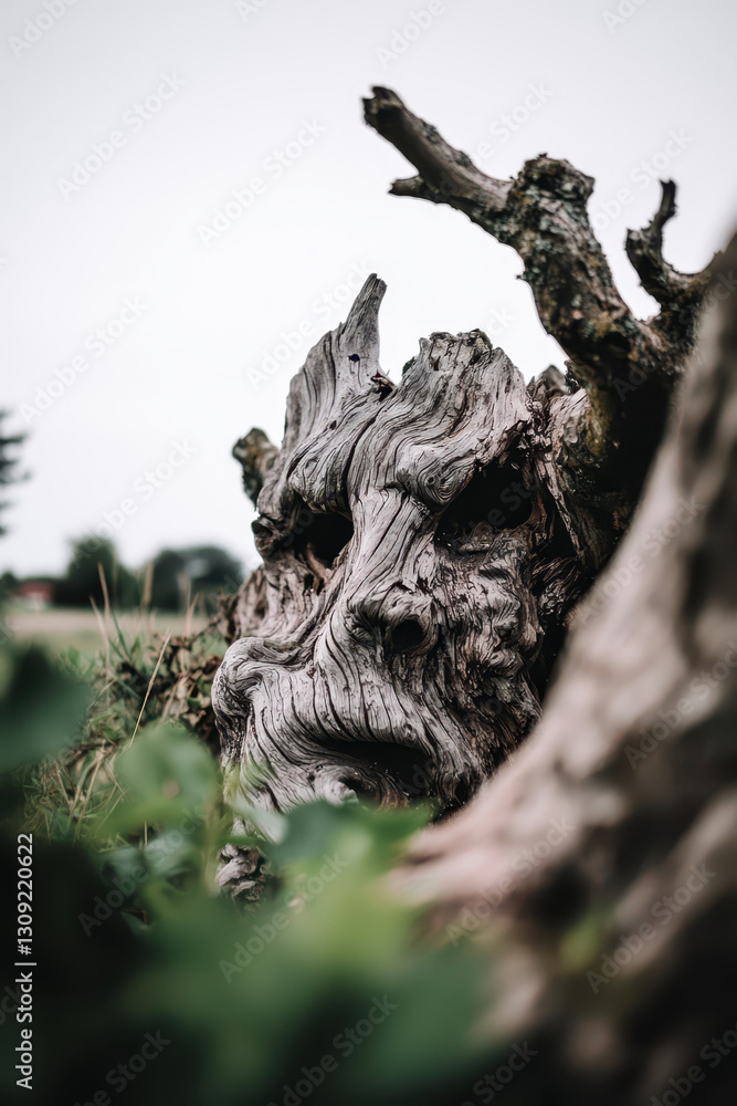 Discover the Enigmatic Essence of Nature: A Whimsical Wooden Face Nestled Among Lush Greenery in a Forest Landscape Discover the Enigmatic Essence of Nature: A Whimsical Wooden Face Nestled Among Lush Greenery in a Forest Landscape