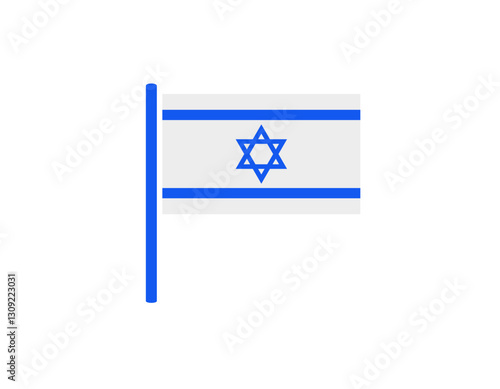 Image of the israeli flag featuring the star of david in blue, set against white.