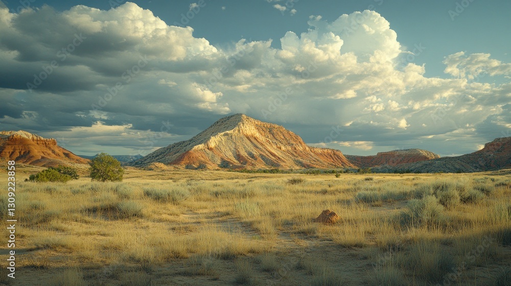 Obraz premium Desert mountain vista at golden hour