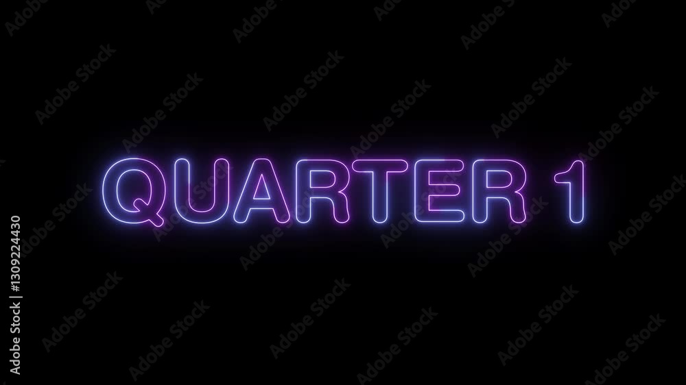 quarter 1 symbol. concept words quarter 1 bright glowing neon effects, vibrant and colorful text animation on transparent background quarter 1 symbol. concept words quarter 1 bright glowing neon effects, vibrant and colorful text animation on transparent background