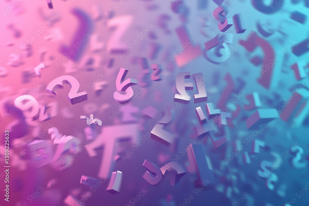 Fototapeta premium Floating Colorful Numbers in Abstract Background with Gradient Effects