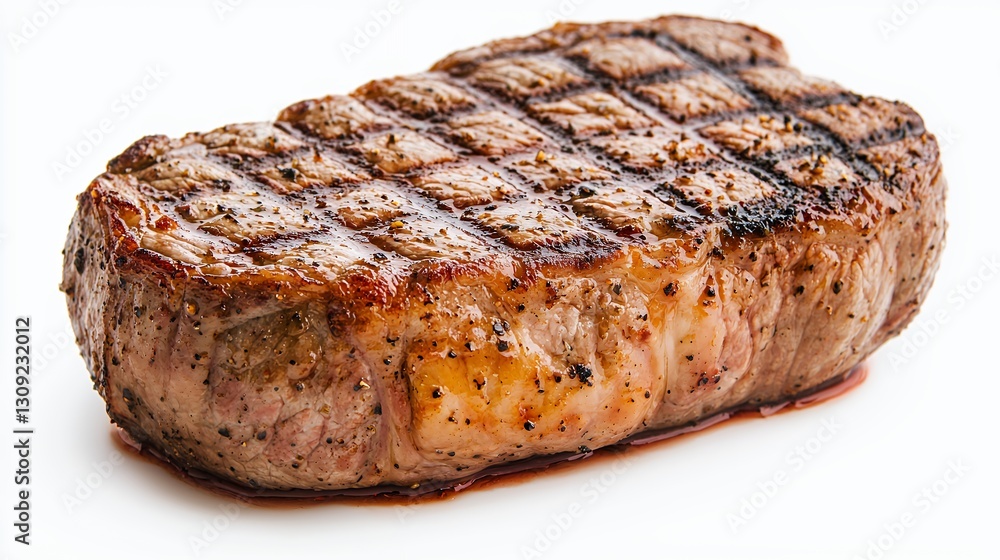 Close Up of Grilled Steak on White Background Close Up of Grilled Steak on White Background