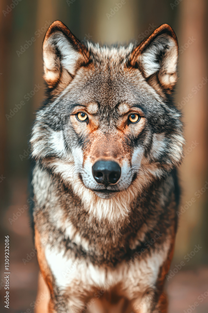 Captivating Wolf Portrait: A Stunning Showcase of Nature's Majestic Predator Amidst Forest Serenity Captivating Wolf Portrait: A Stunning Showcase of Nature's Majestic Predator Amidst Forest Serenity