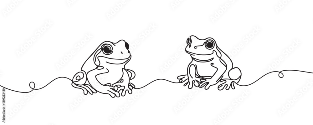 Frog continuous line drawing. one line art, minimalist style animal vector. vector illustration Frog continuous line drawing. one line art, minimalist style animal vector. vector illustration