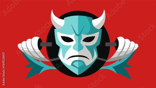 The mask a representation of stoic strength masking the inner turmoil and vulnerability.. Vector illustration