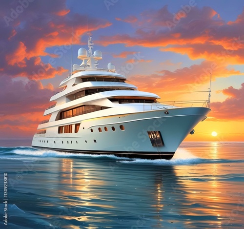 Wallpaper Mural Illustration of sailboat yaht in ocean. Torontodigital.ca