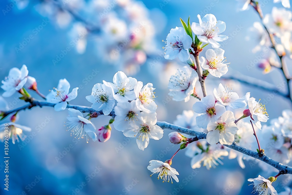 Delicate Spring Blossoms in Soft Blue Light Delicate Spring Blossoms in Soft Blue Light