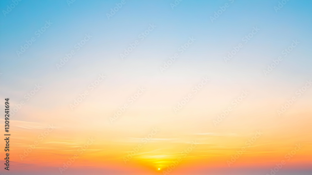 Fototapeta premium Vibrant Sky At Sunset With A Gradient Of Orange Yellow And Blue Colors