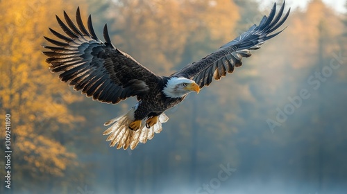 Wallpaper Mural Majestic eagle in flight, autumn backdrop Torontodigital.ca