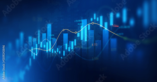 Stock market investment trading graph growth.Investment finance chart,stock market business and exchange financial growth graph.	

