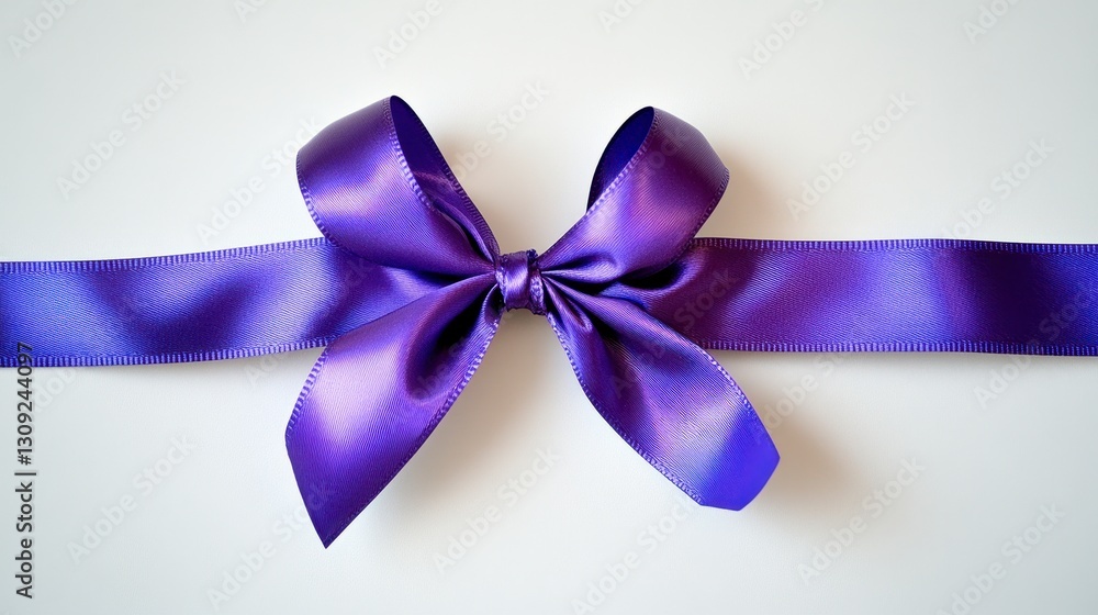 Elegant Purple Satin Ribbon Bow on White Background Elegant Purple Satin Ribbon Bow on White Background