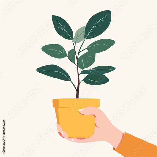 Eco-conscious person holding a potted plant - Natural lifestyle concept