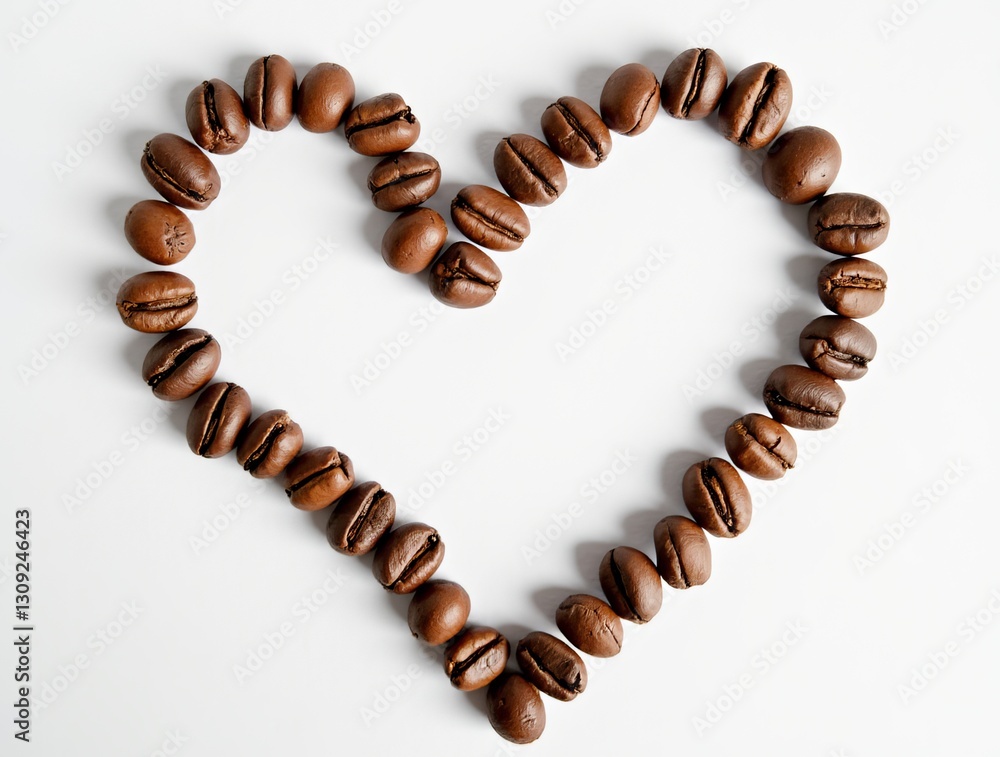 Coffee beans arranged in a heart shape with hand gesture, symbolizing love and devotion to coffee Coffee beans arranged in a heart shape with hand gesture, symbolizing love and devotion to coffee