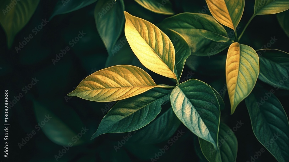 A beautiful leafy plant with a yellowish glow, symbolizing growth, vitality, and nature beauty. A beautiful leafy plant with a yellowish glow, symbolizing growth, vitality, and nature beauty.