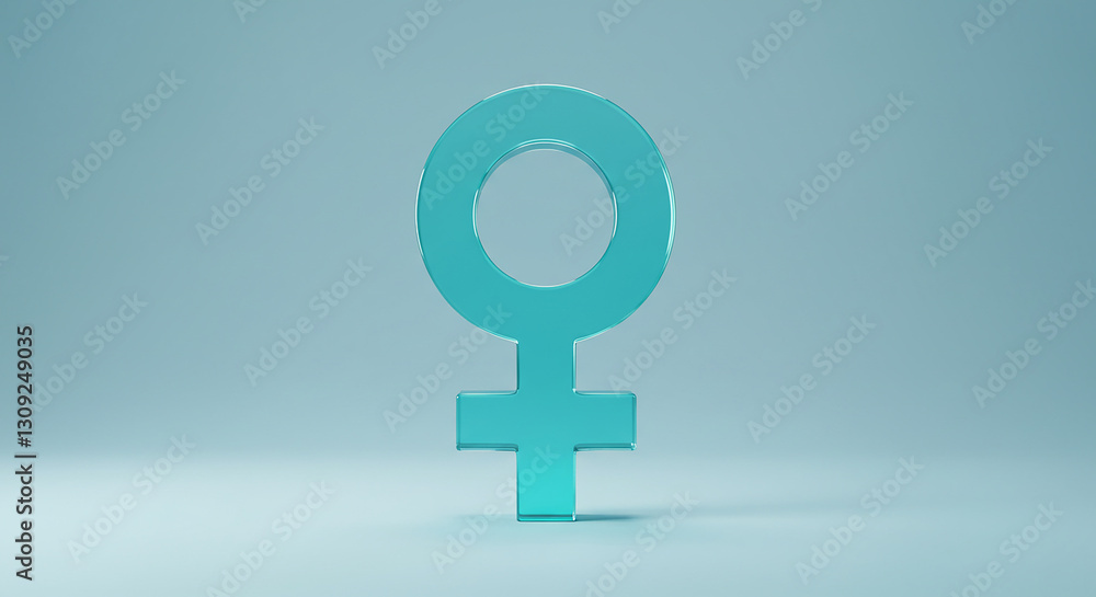 Blue Female Gender Symbol on Light Background Blue Female Gender Symbol on Light Background