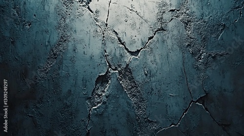 Aged concrete wall with a distressed gray surface, cracks and stains adding character, moody lighting creating a cinematic feel, macro shot