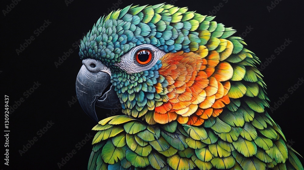 Fototapeta premium Vibrant parrot portrait tropical forest wildlife art colorful environment close-up view nature concept