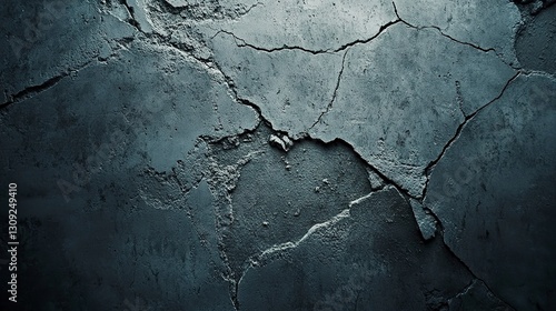 Aged concrete wall with a distressed gray surface, cracks and stains adding character, moody lighting creating a cinematic feel, macro shot 