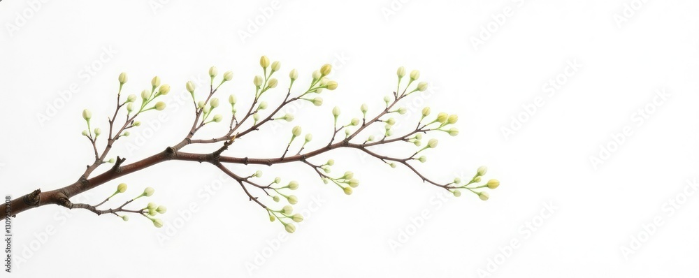 Obraz premium Delicate branch stretches on white background, organic, branch, simple