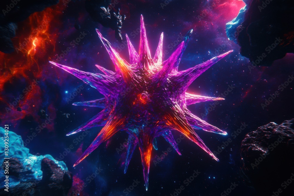 Fototapeta premium Vibrant Star-Shaped Structure in Cosmic Space Environment