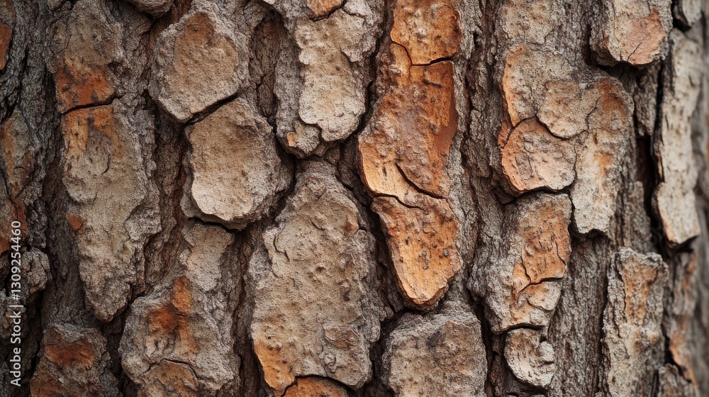 Textured close-up of tree bark with natural patterns and rough surfaces in warm tones Textured close-up of tree bark with natural patterns and rough surfaces in warm tones