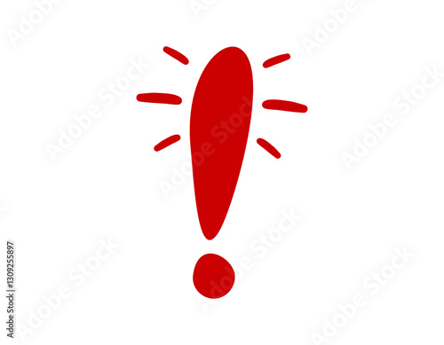 Bold red exclamation mark with surrounding emphasis lines, signaling importance or alert.