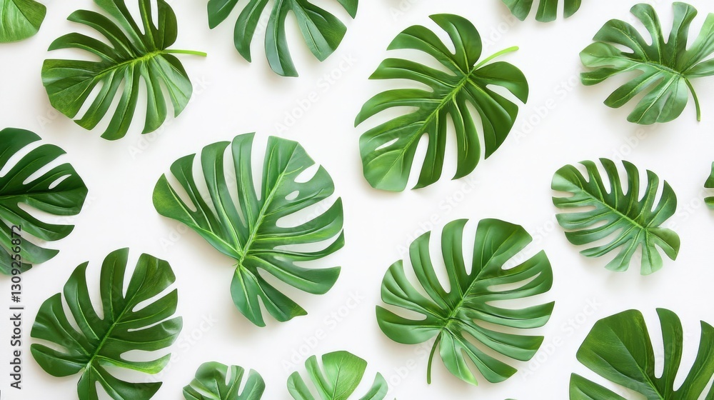 A minimalist tropical background with isolated green palm fronds on a white backdrop, ideal for summer designs. A minimalist tropical background with isolated green palm fronds on a white backdrop, ideal for summer designs.