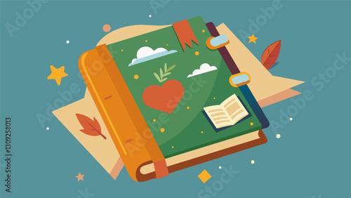 A worn and wellloved journal filled to the brim with memories a true companion through the highs and lows of life.. Vector illustration