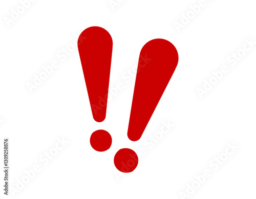 A striking red exclamation mark followed by a dot, creating a sense of urgency and importance.
