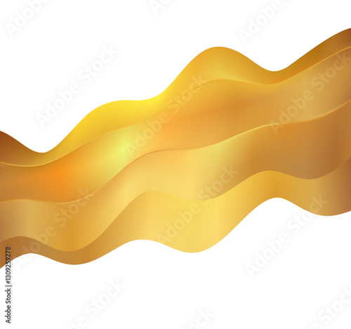 Golden dynamic waves shapes for design, cosmetics, technology, sports, and music. Vibrant color transitions, perfect for backgrounds, logos, and branding