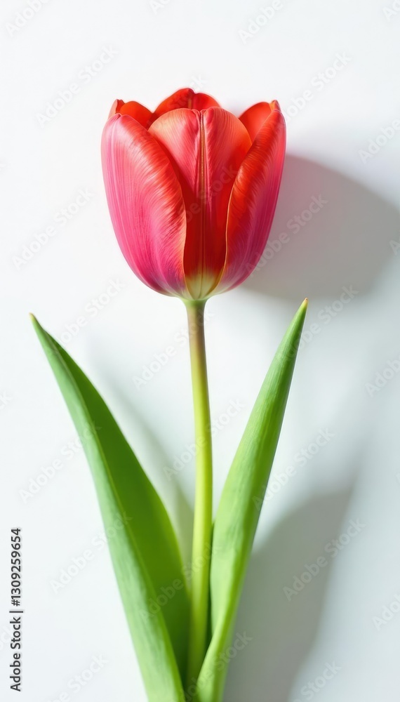 Naklejka premium Tulip flower on a crisp white background with subtle texture, white, nature, spring
