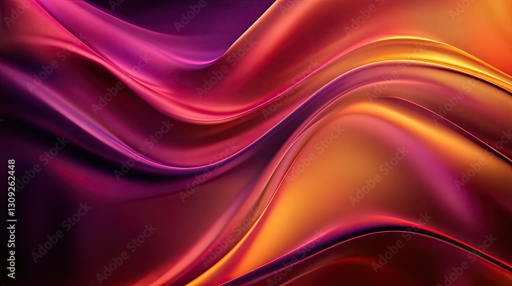 Obraz premium A soft and modern abstract wavy satin fabric background with a rich dark texture and smooth lighting reflections.