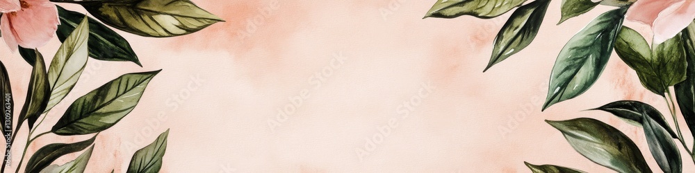 Fototapeta premium Watercolor Nature Frame with Lush Foliage. Elegant Greenery Backdrop for Invitations or Designs.