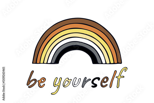Colorful rainbow shape Bear brotherhood pride flag Happy pride day LGBTQIA community Pride Month Vector hand drawn doodle for posters, stickers, logo, cards