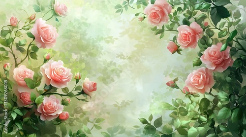 A visually pleasing blur-style background featuring sweet pink roses in a soft and delicate color palette.